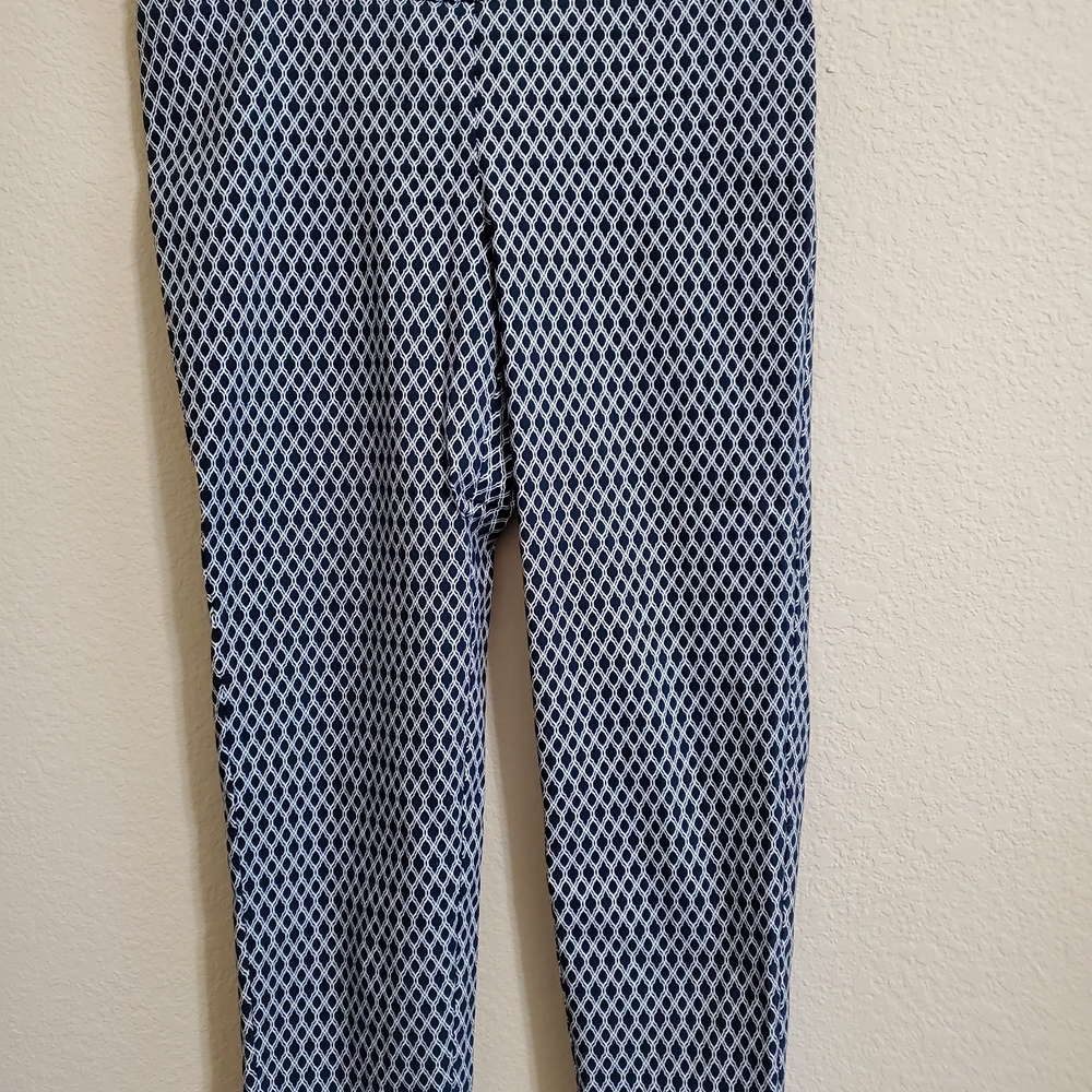 Navy and White Patterned Pants